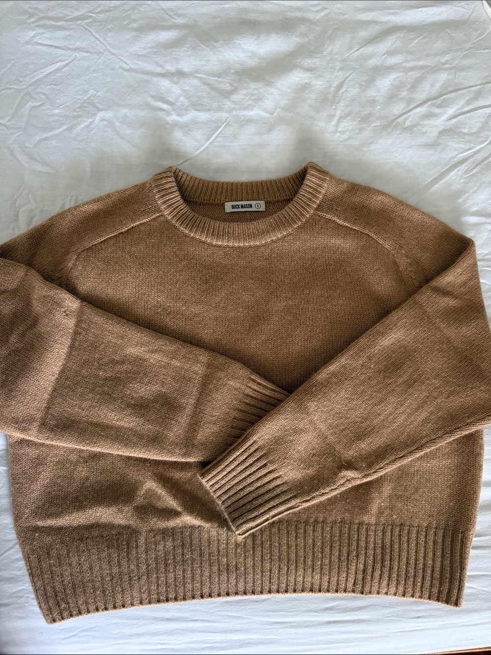 Buck Mason Crewneck Sweater in Camel Brown